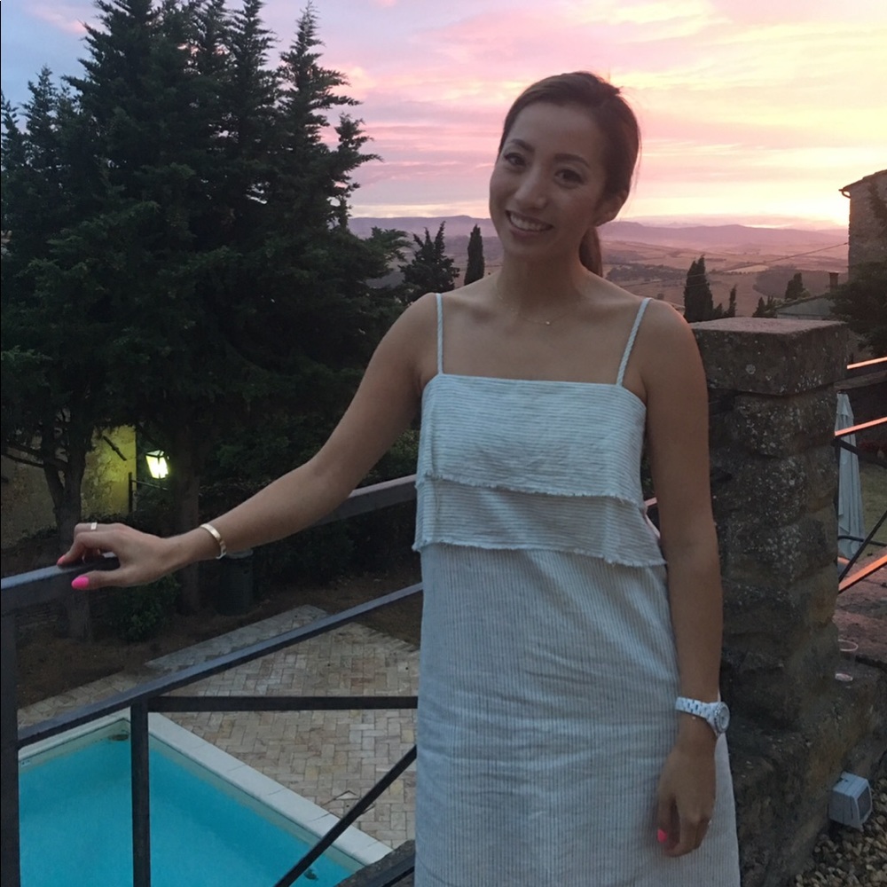 ZARA - Stripped linen knee length dress